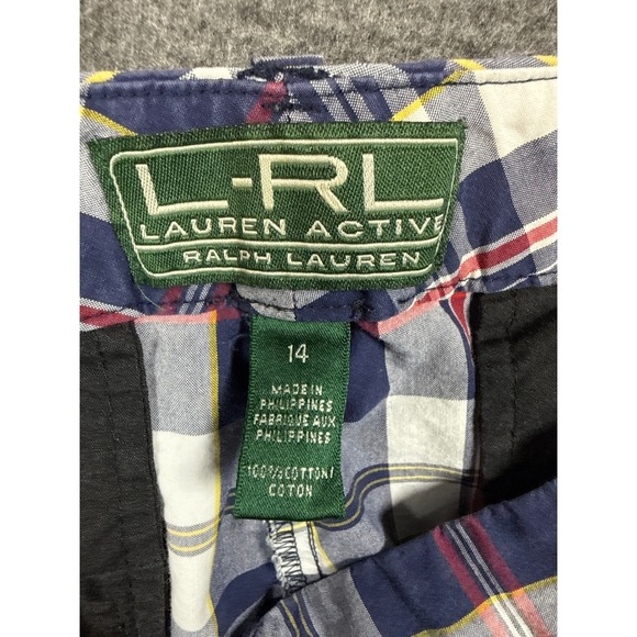 LRL Lauren Ralph Lauren Active‎ Plaid Shorts Women 14 Red & Blue Golf Bermudas - Picture 5 of 13
